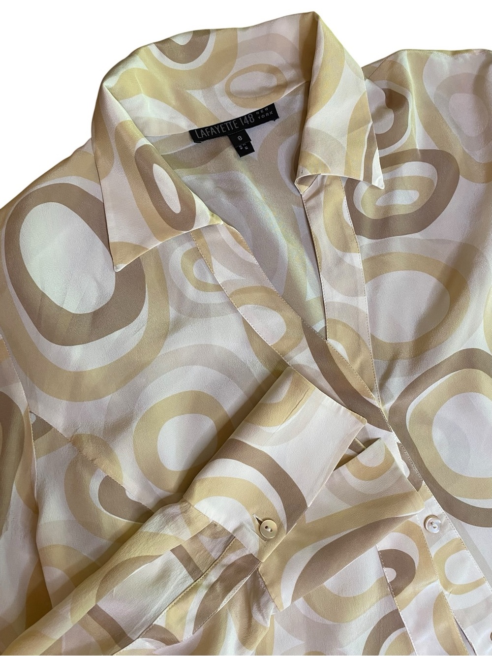 Lafayette 148 Silk Top Women’s 8 70s Business Casual Office Coastal Retro Prep
